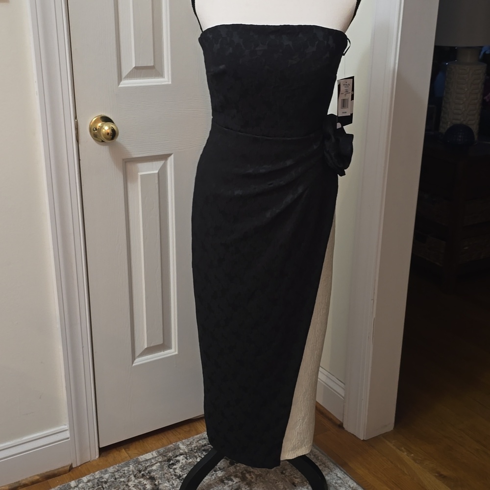MAISON TARA BRAND WOMEN'S LONG STRAPLESS BLACK & CREAM PARTY DRESS SIZE 12